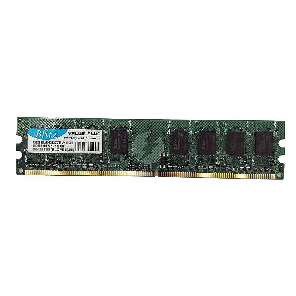 Memória RAM Blitz M2GBL5H3I377BV1CQ9: DDR2, 1GB, Rx, 667, UDIMM