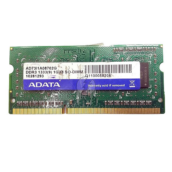 Memória RAM Adata AD73I1A08702G: DDR3, 1GB, Rx, 1333, SODIMM