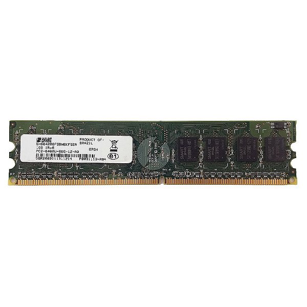 Memória RAM SMART SH564288FG8N6KFSER 676H: DDR2, 1GB, 1Rx8, 800U, UDIMM