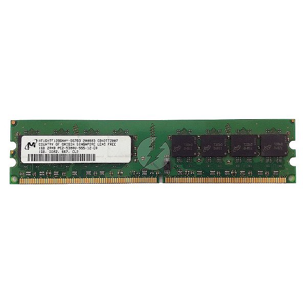 Memória RAM Micron MT16HTF12864AY-667B3 667F1: DDR2, 1GB, 2Rx8, 667U, UDIMM