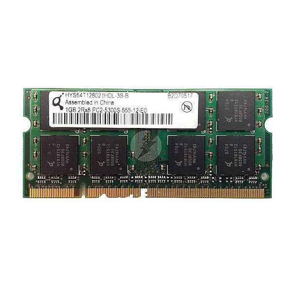 Memória RAM Qimonda HYS64T128021HDL: DDR2, 1GB, 2Rx8, 667S, SODIMM