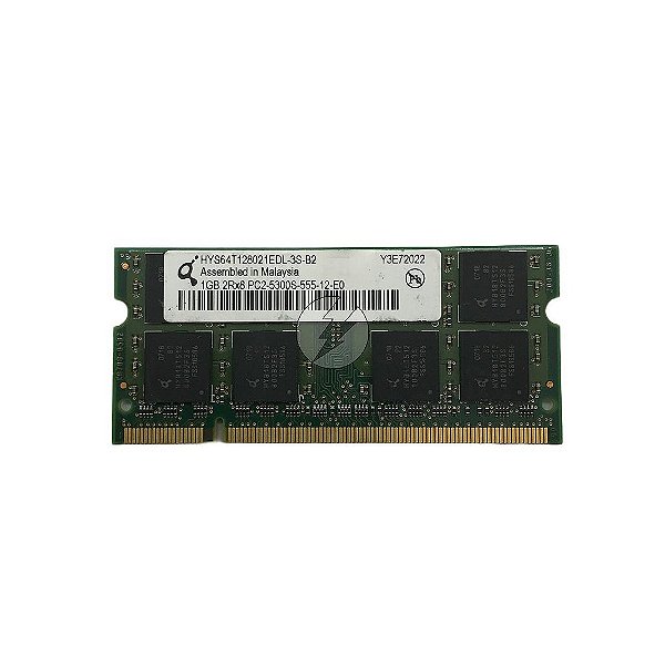 Memória RAM Qimonda HYS64T128021EDL: DDR2, 1GB, 2Rx8, 667S, SODIMM