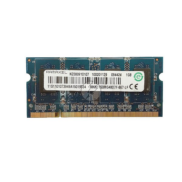 Memória RAM Ramaxel RMN1150MG48D7F-667: DDR2, 1GB, Rx, 667, SODIMM