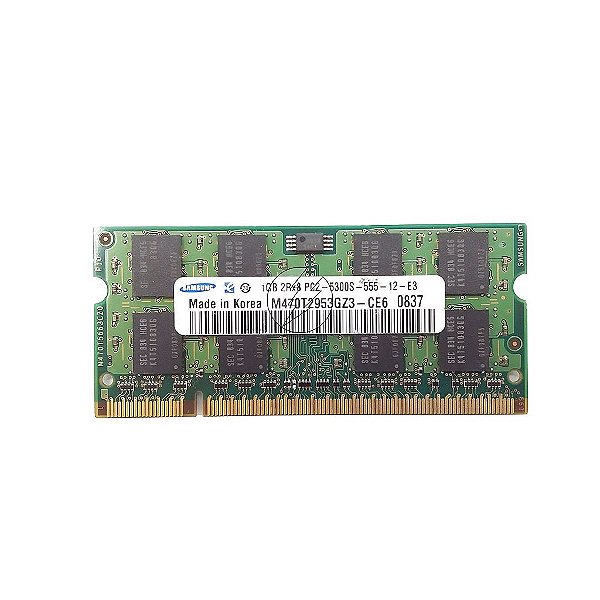 Memória RAM Samsung M470T2953GZ3-CE6: DDR2, 1GB, 2Rx8, 667S, SODIMM