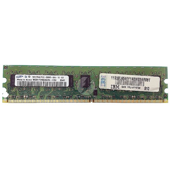 Memória RAM Samsung M391T2953GZ3-CE6 38L6046 41Y2728: DDR2, 1GB, 2Rx8, 667E, ECC UDIMM