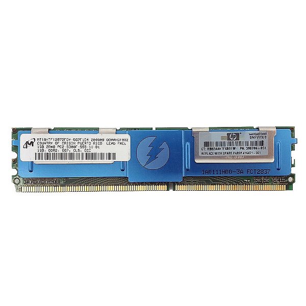 Memória RAM Micron MT18HTF12872FDY-667F1D4 667B5E3 398706-051: DDR2, 1GB, 2Rx8, 667F, FBDIMM