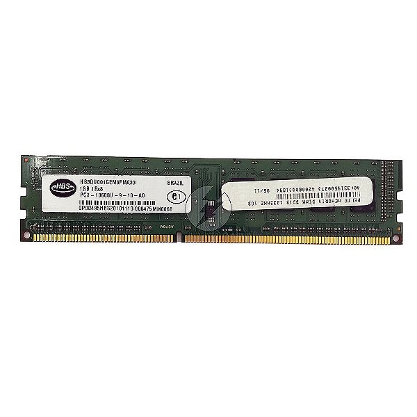 Memória RAM HBS HB2DU001GEM8FMA33: DDR3, 1GB, 1Rx8, 1333U, UDIMM