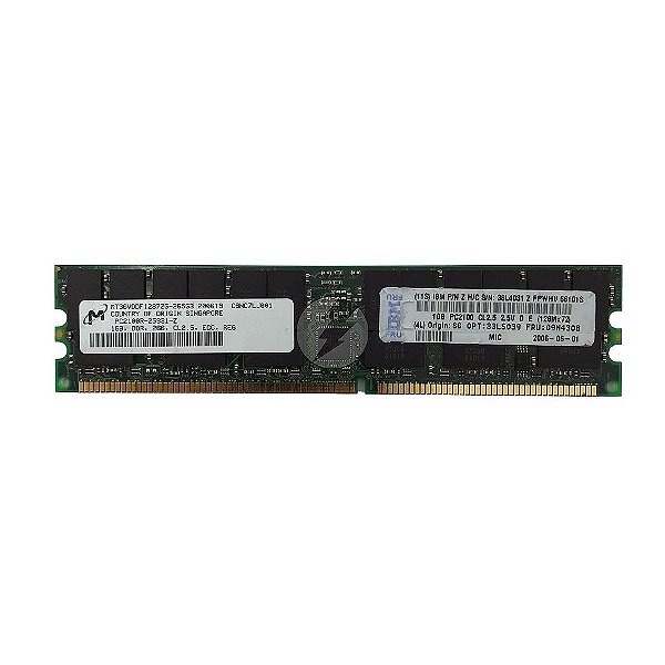 Memória RAM Micron MT36VDDF12872G-265G3 09N4308: DDR1, 1GB, Rx, 266, RDIMM