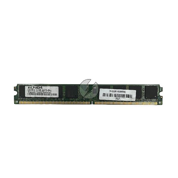 Memória RAM Elpida: DDR2, 1GB, Rx, 667, UDIMM, VLP