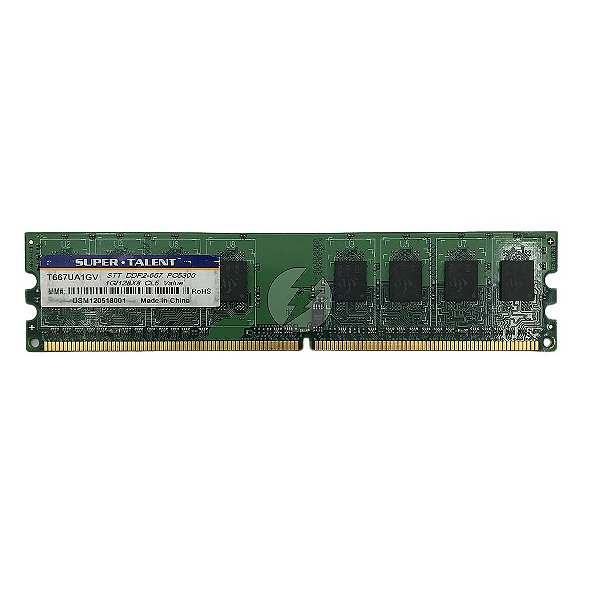 Memória RAM Super Talent T667UA1GV: DDR2, 1GB, 128X8, 667, UDIMM