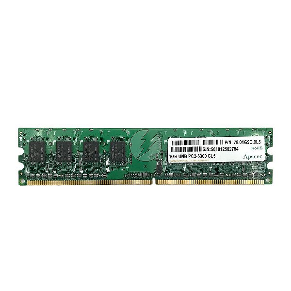 Memória RAM Apacer 78.01G9O.9L5: DDR2, 1GB, Rx, 667, UDIMM