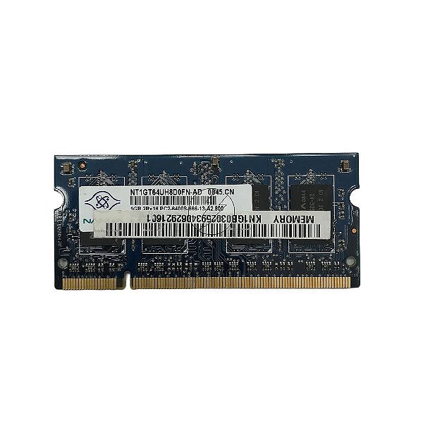Memória RAM Nanya NT1G64UH8D0FN-AD: DDR2, 1GB, 2Rx16, 800MHz, 6400S, SODIMM