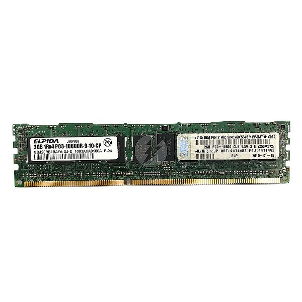 Memória RAM Elpida EBJ20RE4BAFA-DJ-E 43X5046 44T1492: DDR3, 2GB, 1Rx4, 1333R, RDIMM