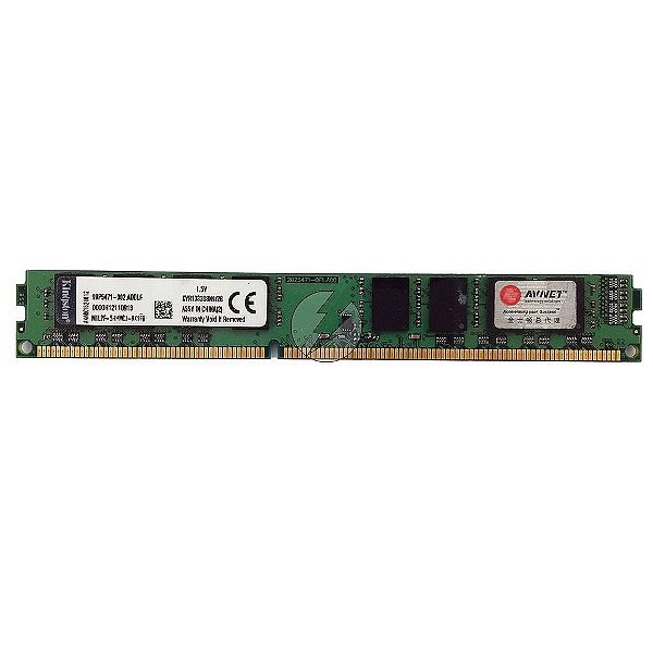 Memória RAM Kingston KVR1333D3N9/2G Chip Micron: DDR3, 2GB, 2Rx8, 1333, UDIMM, VLP
