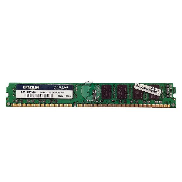 Memória RAM Brazil PC BPC1333D3/2G: DDR3, 2GB, 2Rx8, 1333, UDIMM, VLP