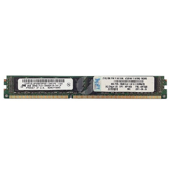 Memória RAM Micron MT18JDF25672PDZ-1G4G1FE 47J0149 49Y1438: DDR3, 2GB, 2Rx8, 1333R, RDIMM, VLP
