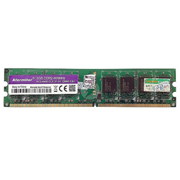 Memória RAM Atermiter Chip Elpida: DDR2, 2GB, Rx, 800, UDIMM
