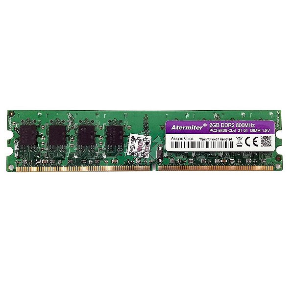 Memória RAM Atermiter Chip Samsung: DDR2, 2GB, Rx, 800, UDIMM