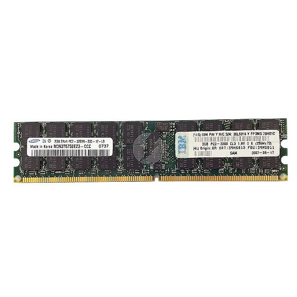 Memória RAM Samsung M393T5750EZ3-CCC 38L5916 39M5811: DDR2, 2GB, 2Rx4, 333R, RDIMM