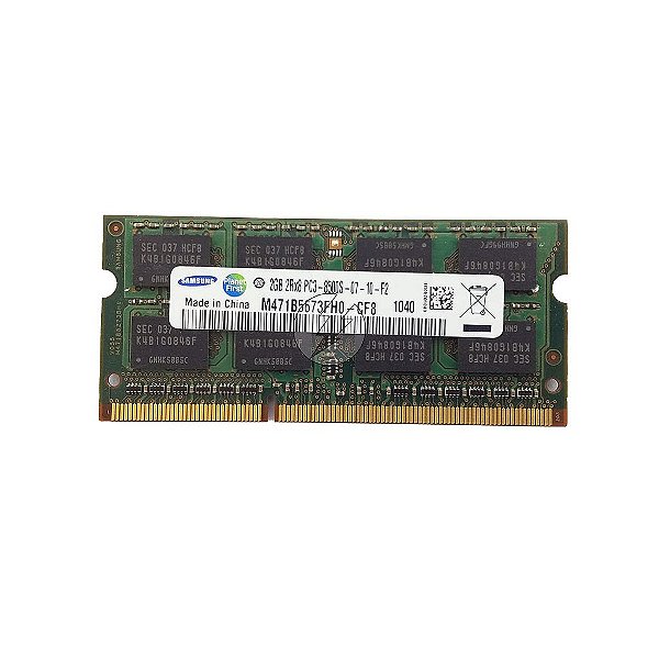 Memória RAM Samsung M471B5673FH0-CF8: DDR3, 2GB, 2Rx8, 1066S, SODIMM