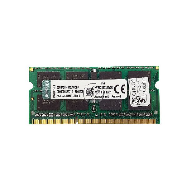 Memória RAM Kingston KVR1333D3S9/2G Chip Micron: DDR3, 2GB, Rx, 1333, SODIMM