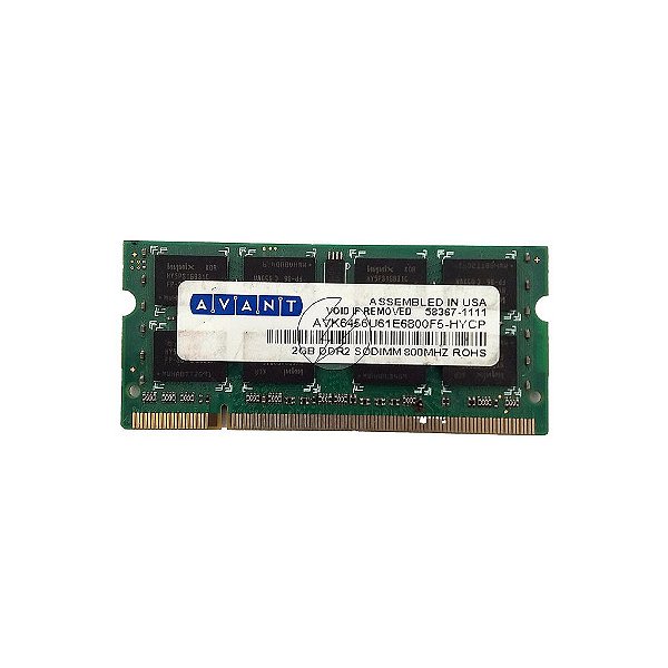 Memória RAM Avant AVK6456U61E6800F5-HYCP: DDR2, 2GB, Rx, 800, SODIMM