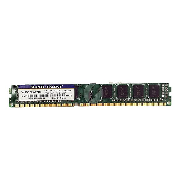 Memória RAM SuperTalent W1333LA2GM: DDR3, 2GB, 256x8, 1333, UDIMM, VLP