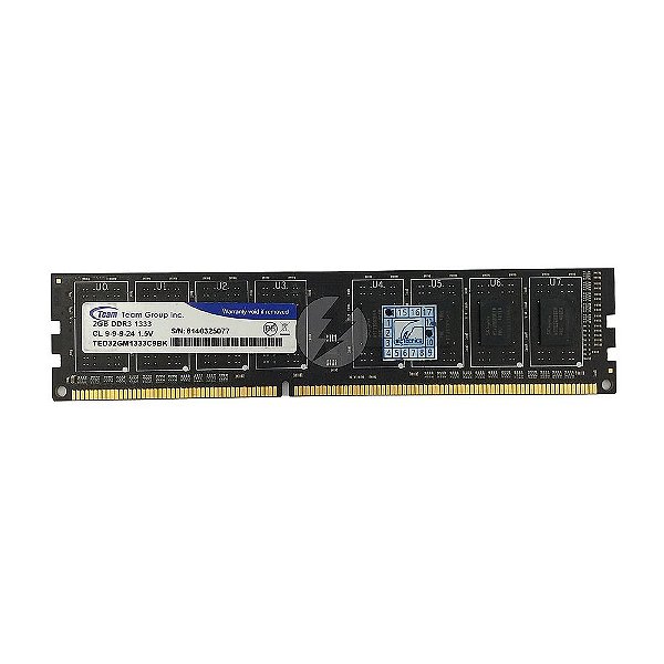 Memória RAM Team TED32GM1333C9BK: DDR3, 2GB, Rx, 1333, UDIMM
