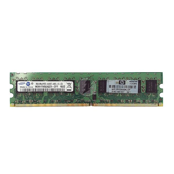 Memória RAM Samsung M391T5663QZ3-CF7 445167-061: DDR2, 2GB, 2Rx8, 800E, ECC UDIMM
