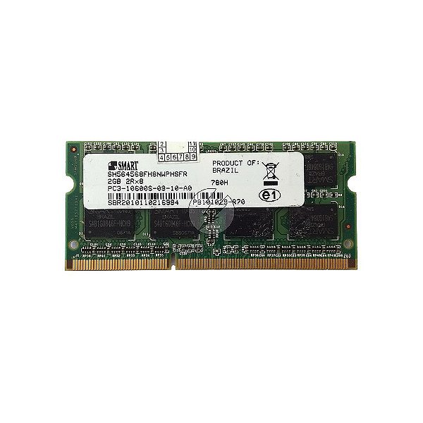 Memória RAM SMART SH564568FH8NWPHSFR 780H: DDR3, 2GB, 2Rx8, 1333S, SODIMM