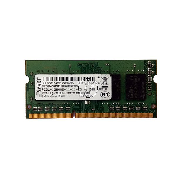 Memória RAM SMART SF564563FJ8NWRNFQS S23Q01G: DDR3L, 2GB, 1Rx16, 1600S, SODIMM