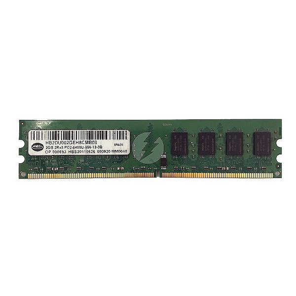 Memória RAM HBS HB2DU002GEH8CMB08 MM0040: DDR2, 2GB, 2Rx8, 800U, UDIMM