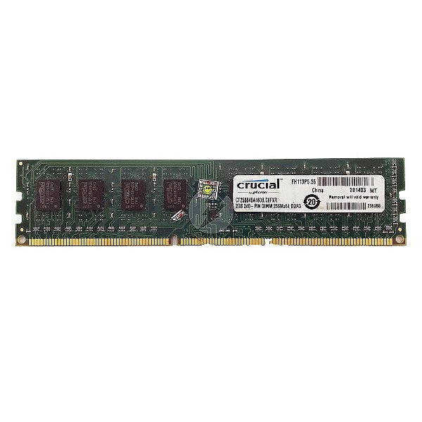 Memória RAM Crucial CT25664BA160B.C8FKR: DDR3, 2GB, Rx, 1600, UDIMM