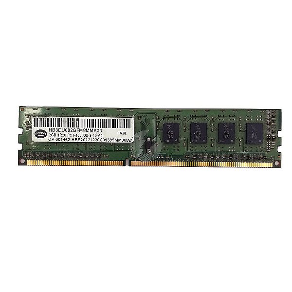 Memória RAM HBS HB3D002GFM8MMA33 MM0089: DDR3, 2GB, 1Rx8, 1333U, UDIMM