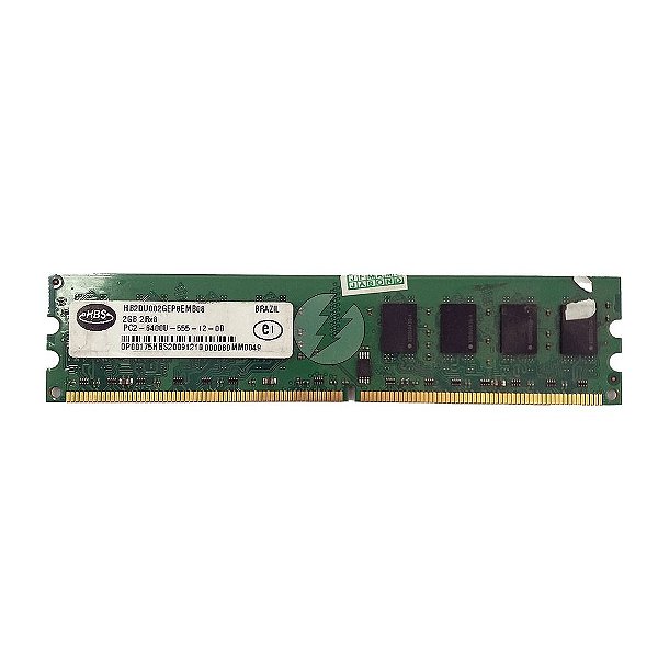 Memória RAM HBS HB2DU002GEP8EMB08 MM0049: DDR2, 2GB, 2Rx8, 800U, UDIMM