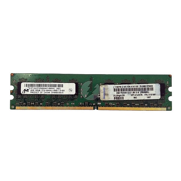 Memória RAM Micron MT16HTF25664AZ-800H1 41A1102 41X1081: DDR2, 2GB, 2Rx8, 800U, UDIMM