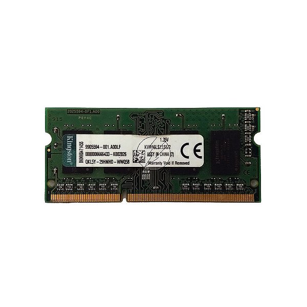 Memória RAM Kingston KVR16LS11S6/2 Chip Kingston: DDR3, 2GB, Rx, 1600, SODIMM