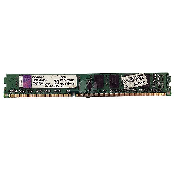 Memória RAM Kingston KVR1333D3S8N9/2G Chip Elpida: DDR3, 2GB, 1Rx8, 1333, UDIMM, VLP