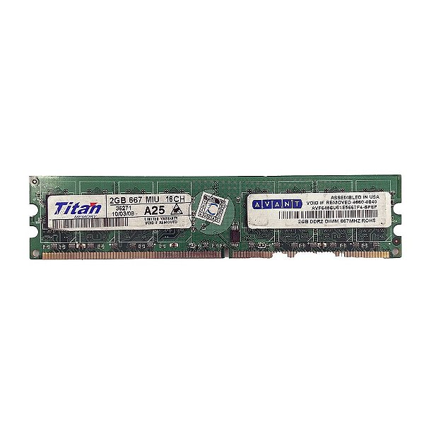 Memória RAM Titan Avant 36271 AVF6456U61E5667F4-SPEP MIL 16CH: DDR2, 2GB, Rx, 667, UDIMM