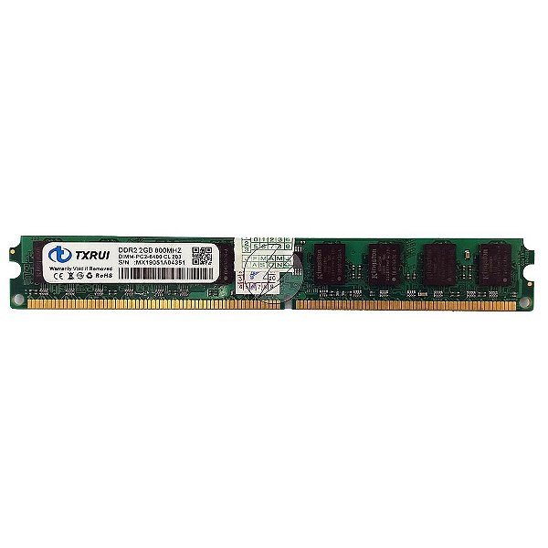 Memória RAM TXRUI: DDR2, 2GB, Rx, 800, UDIMM, VLP