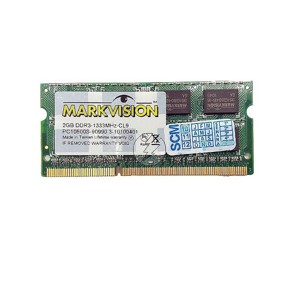 Memória RAM MarkVision 3-10100401: DDR3, 2GB, Rx, 1333, SODIMM