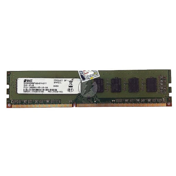 Memória RAM SMART SH564568FH8N6PHSFT 840H: DDR3, 2GB, 2Rx8, 1333MHz, 10600U, UDIMM