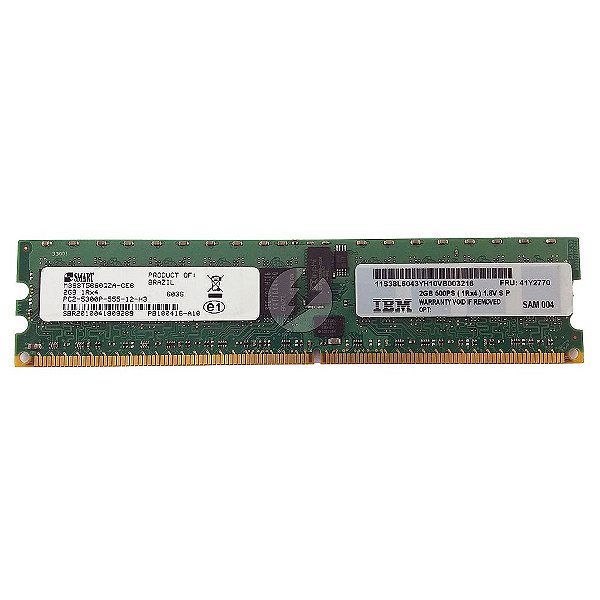 Memória RAM SMART M393T5660QZA-CE6 603G 38L6043 41Y2770: DDR2, 2GB, 1Rx4, 667P, RDIMM