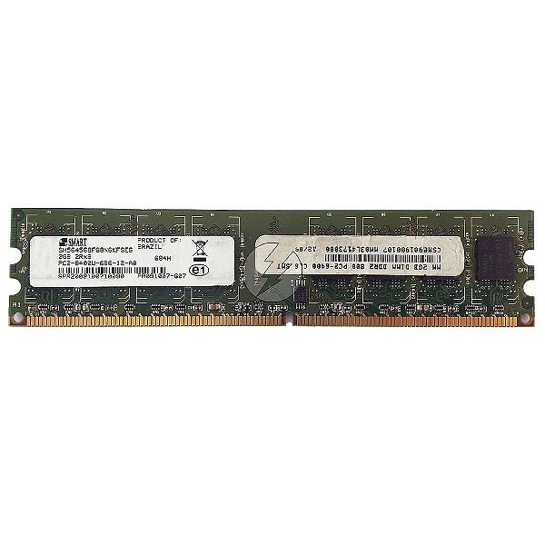 Memória RAM SMART SH564568FG8N6KFSEG 684H: DDR2, 2GB, 2Rx8, 800U, UDIMM