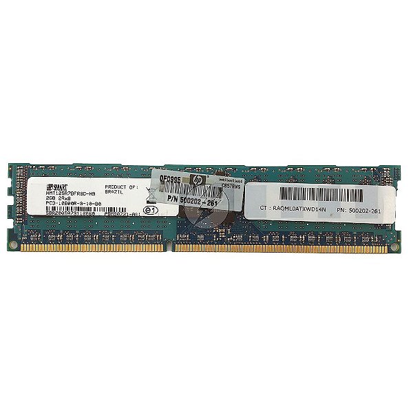 Memória RAM Smart HMT125R7BFR8C-H9 500202-261: DDR3, 2GB, 2Rx8, 1333R, RDIMM