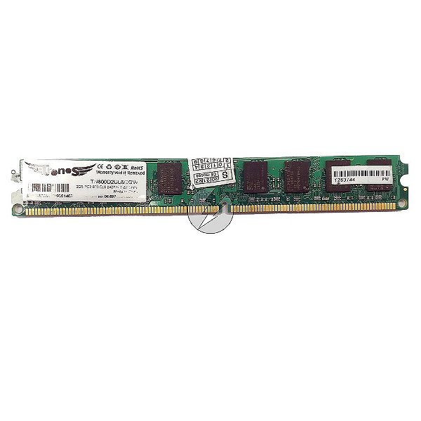 Memória RAM Tronos TN800D2CL6/2GW Chip Elpida: DDR2, 2GB, 800, UDIMM, VLP