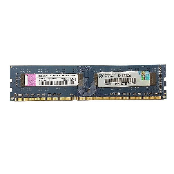Memória RAM Kingston HP497157-D88-ELFWG 497157-D88 Chip Elpida: DDR3, 2GB, 2Rx8, 1333U, UDIMM