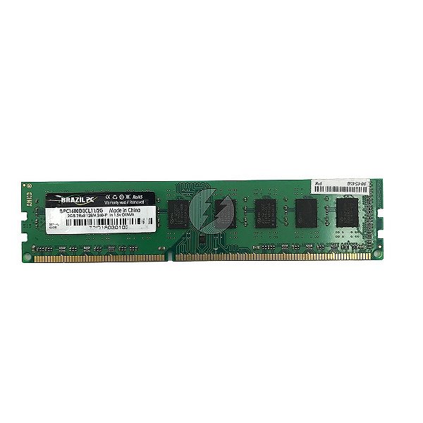 Memória RAM Brazil PC BPC1600D3CL11/2G: DDR3, 2GB, 2Rx8, 1600, UDIMM