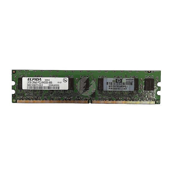 Memória RAM Elpida EBE21EE8AFFA-8G-E 445167-061: DDR2, 2GB, 2Rx8, 800E, ECC UDIMM