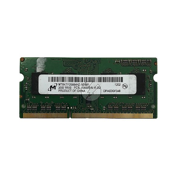 Memória RAM Micron MT8KTF25664HZ: DDR3L, 2GB, 1Rx8, 1333S, SODIMM